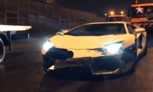 В Московской области Lamborghini столкнулся с грузовиком