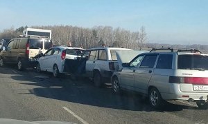 В Омской области из-за сильного тумана в ДТП попали 26 автомобилей