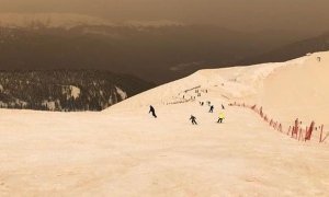 На горнолыжных курортах Красной Поляны снег окрасился в коричневый цвет