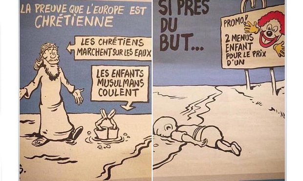 Charlie Hebdo опубликовал карикатуру на утонувшего сирийского мальчика