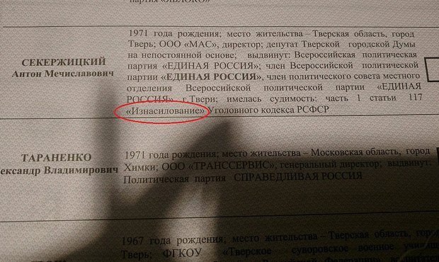 В Тверской области депутатом Заксобрания выбрали единоросса с судимостью за изнасилование