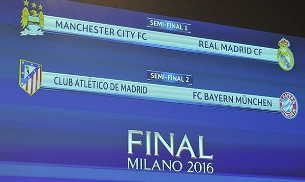 «Реал» в полуфинале Лиги чемпионов сыграет с «Манчестер Сити», а «Бавария» с «Атлетико»