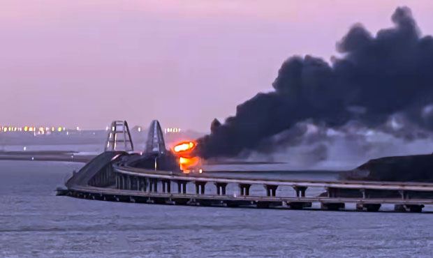 Russia says truck bomb damages key bridge to Crimea