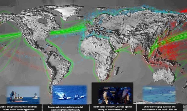 Минобороны США опубликовало схему активности российского военного флота
